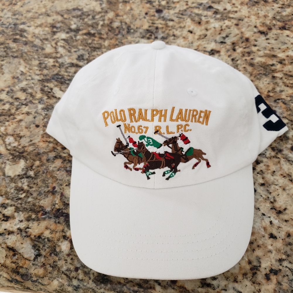 POLO RALPH LAUREN MEN'S WHITE 3 POLO PLAYER/PONY LOGO BALL CAP HAT OSFA $49 NWT